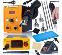 Rosfix Kit T12OAS + 858D – Station de Soudage avec Pointes T12 et Buse à Air Chaud | 75 W, 200 – 450 °C, Air Chaud 700 W | 3 Buses, 3 Pointes