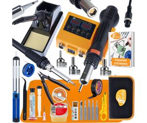 Rosfix Orange Husky 2-en-1 ProKit - Station de soudage à air chaud + à panne | 660 W | Écran LCD | 100–480 °C | Kit 16-en-1 | Étui | Guide d'utilisation | Soudage SMD de précision