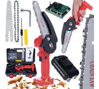 Rosfix Set Red Piranha RP21V – Tronçonneuse à Batterie 21 V 1200 W avec Lame 4"/6" et Chaînes, Batterie 2 Ah | Bois, Jardin, Construction