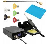 Rosfix Station de Soudage pour Pointes T12 Orange Akbash OLED T12OAO + Lance 1/4" 34 cm Coudée à 30° + Jeu de 5 Buses avec Connecteurs Rapides + Tapis