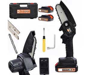 Rosfix Tronçonneuse Électrique Sans Fil Black Piranha BPW21V Animal PRO Series + 2 Batteries Lithium Haute Puissance + Étui et Accessoires + Perche