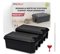 Roshield Boîte d’Appât pour Rats et Souris - Poste d’Appâtage Professionnel Intérieur/Extérieur pour Rongeurs - Lot de 2 Stations Sécurisées