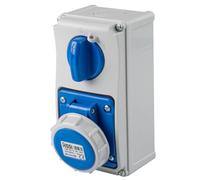 ROSI 19.3232B6 - Prise interbloquée verticale avec sectionneur interrupteur, avec fond, 220 V 230 V, 3 pôles 2P+T, 32 A, IP67