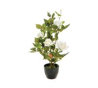Rosier artificiel en pot - H. 50 cm - Blanc