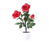 Rosier LED 3 fleurs rouge 50cm