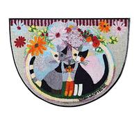 Rosina Wachtmeister Famiglia Con Fiore Paillasson semi-circulaire Motif famille de chats Multicolore 60 x 85 cm