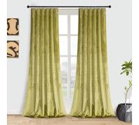 Roslyn Rideaux de Poche en Velours, Polyester, Cyan Jaune., 52" Wx108 L (2 Panels)