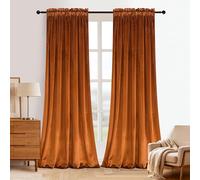 Roslynwood Home Rideaux en Velours Orange de 243,8 cm - Lot de 2 Rideaux occultants écoénergétiques avec Passe-Tringle pour Home Cinéma/Salon, 132 x 243,8 cm (l x L), Orange