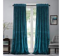 Roslynwood Lot de 2 Rideaux de fenêtre en Velours Super Doux avec Passe-Tringle pour Chambre à Coucher et Salon, Isolation Thermique, Bleu Paon, 132 x 160 cm (l x L), Bleu Paon