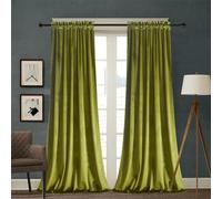 Roslynwood Lot de 2 Rideaux en Velours à Isolation Thermique avec Passe-Tringle pour Chambre à Coucher et Salon (132,1 x 243,8 cm, Vert Olive)