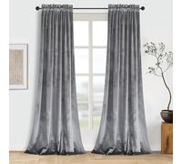 Roslynwood Lot de 2 Rideaux en Velours argenté avec Passe-Tringle - Réduction du Bruit - 132 x 213 cm - Argenté