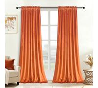 Roslynwood Lot de 2 Rideaux en Velours Rouge et Orange pour Salon - Rideaux de Luxe Doux à Isolation Thermique avec Passe-Tringle - 132,1 x 243,8 cm (l x L)