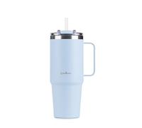 ROSMARINO Gobelet isotherme XL 870ml en acier inoxydable avec paille | Conserve le froid pendant 11h et le chaud pendant 7h | Thermos anti-fuite | Sans BPA | Tasse à café à emporter
