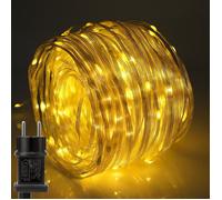 Rosnek 50m 400LED Guirlande Lumineuse Tube Extérieur, 8 Modes, prise UE, Etanche, Décoration pour Noël Jardin Balcon - Blanc chaud