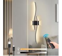 Rosnek Applique Murale LED Sans Fil Rechargeable 100cm Design Moderne Minimaliste Noir 1 Pack