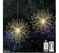 ROSNEK Lumières Décoratives de Feux d'Artifice 2 Pack 180 LED Guirlande Lumineuse de Noël, 8 Modes IP65 étanche à Télécommande
