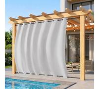 Rosnek Rideau Extérieur Imperméable Grand Format pour Pergola et Terrasse, Rideau Occultant Thermique et Coupe-Vent avec Double Œillets Haut et Bas pour Jardin Balcon(H 274 x L 254 cm, Blanc)