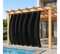 Rosnek Rideau Extérieur Imperméable Grand Format pour Pergola et Terrasse, Rideau Occultant Thermique et Coupe-Vent avec Double Œillets Haut et Bas pour Jardin Balcon(H 274 x L 254 cm, Noir)