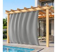 Rosnek Rideau Extérieur Imperméable Grand Format pour Pergola et Terrasse, Rideau Occultant Thermique et Coupe-Vent avec Double Œillets Haut et Bas pour Jardin Balcon(H 274 x L 254 cm, Gris Clair)