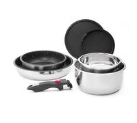 ROSSETTO Batterie de cuisine 7 pièces induction inox poele Set de casseroles avec poignées amovibles, poêle antiadhésive sans PFAS, résistante au four