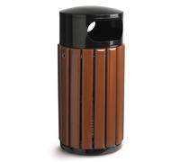 Rossignol Corbeille extérieure à poser ou à fixer ronde en bois - 60 L