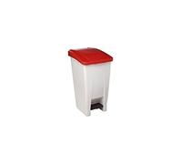 Rossignol Poubelle 60L Mobile a pedale Mobily, Couleur:Blanc/Rouge