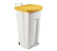 Rossignol Poubelle à pédale Boogy 90L - Corps Blanc - Couvercle Jaune