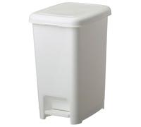 ROSSIGNOL Poubelle de salle de bains à pédale, Poubelle 15L, Poubelle pour bureau, buanderie, Support sac intégré, Blanc CUBO