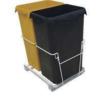 ROSSIGNOL, Poubelle de tri, Poubelle intérieure de meuble cuisine coulissante, 2 seaux de 23L, Coulissement en douceur, EASYTRI