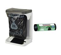 ROSSIGNOL Poubelle intérieure de meuble cuisine 20L et 20 sacs-poubelle, Ouverture automatique avec la porte du placard INO