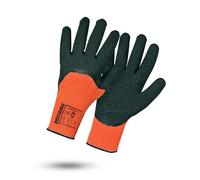 ROSTAING Gants COLDPRO - Paire de gants Chaud de Chantier par Temps Froid - Pour Tous les Travaux abrasifs du BTP et la Construction - Gants de Manutention adapté à la Maçonnerie - Gant Orange et Noir