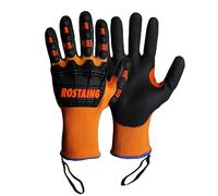 ROSTAING Gants MAXIMPACT - Gants de Protection Anti-Choc et Anti-Coupure - Pour Gros Travaux Abrasifs et Coupants - Compatible Écrans Tactiles - Renforcés et Durables - Confort et Souplesse - Orange