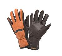 ROSTAING Gants MISTER - Paire de Gants de Jardinage Homme Marron Moustache - En Cuir au Look Tendance & Raffiné - Idéal pour Tous Les Travaux de Taille, de Plantation et de Désherbage - Coloris Marron