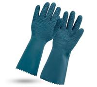 ROSTAING PROTECTMAX - Paire de Gants de protection de jardinage - Longs en latex pour Rosiers et les petites épines - Protection Imperméable - Idéal pour tailler les plantes épineuses - Vert Bleu