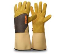 Rostaing RONCIER-IT10 Paire de gants de jardinage Marron | Gant cuir 1,2mm certifié EN 388:4143X. Manchette SkinSoft 15cm anti-griffures. Idéal taille de ronces.