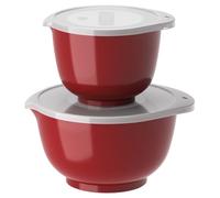 Rosti Margrethe Set de 2 Bols Mélangeurs en Plastique - 2 Couvercles Inclus - Saladiers Hermétiques - 1,5 Litres et 3 Litres, Rouge