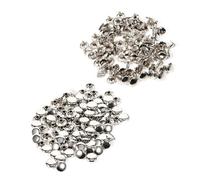 Rosvola Rivets à Double Capuchon, 100 Jeux de Goujons Métalliques Durables pour Projets D'artisanat du Cuir en 3 Couleurs (SILVER)