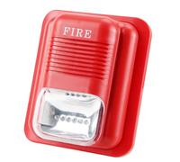 Rosvola Système D'alerte de Sirène Stroboscopique D'alarme Incendie Sonore et Lumineuse DC12V/24V pour la sécurité 134x115x48mm Rouge