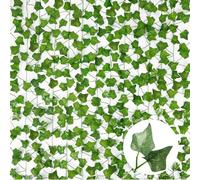 ROSYLEVE 12 pièces Lierre Artificiel 210 cm Faux Lierre Réaliste pour Décoration Murale, Réutilisable Décoration végétale d'intérieur et d'extérieur Dehors pour Décoration Murale, Balcon Jardin
