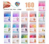 Rosymeng 160 Couleurs/100 Couleurs Stylos Acryliques à Pointe Fine Neutre, Marqueurs Pastel Surligneur, Peinture Art Étudiant Professionnel DIY Graffiti, Marquage, Coloriage Série Multicolore Pointe D