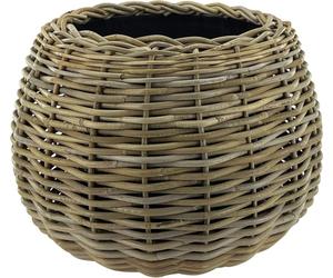 Rotan Drypot Bol - ø 45 x 34 cm - Jardinière ronde - Jardinière durable avec intérieur en plastique imperméable recy ris