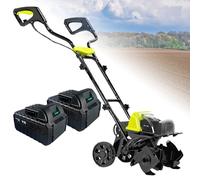 Rotavator électrique de jardin, motoculteur sans fil avec 2 batteries, cultive la terre jusqu'à 18 cm de profondeur et 36 cm de largeur, idéal pour le jardin, la ferme, le verger, le potager
