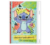 ROTH Carnet de devoirs pour paresseux astucieux 2026/2027, édition Character Movie - Agenda scolaire A5 avec emploi du temps et feuilles d'autocollants - 1 semaine sur 2 pages (Disney Stitch)