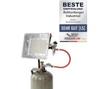 ROTHENBERGER Heiz - Strahler inkl. Piezo Zündung, Schlauch & Regler, Gasheizstrahler, Aufsatzheizstrahler, betrieben mit Propan - Gas Für 5 Kg oder 11 Kg Flaschen, 35985