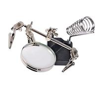 ROTHENBERGER Industrial third hand soldering aid with magnifier and flexible arms, crocodile clips, base and soldering iron holder, for soldering, repairs, hobbies and crafts