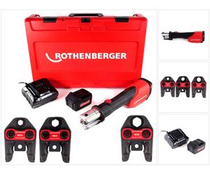 Rothenberger ROMAX 4000 Ensemble de presse série M EU Assortiment 18 V Li-Ion Sertisseuse sans fil Li-Ion + Coffret de transport + 1x Batterie 4,0 Ah + Chargeur + 3x Mâchoires de pressage M ( 10000019