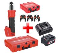 Rothenberger ROMAX NANO Sertisseuse sur batterie 18 V 34 kN CAS + 1x batterie 4,0 Ah + chargeur + 3 pcs. jeu de mâchoires SV + Rocase