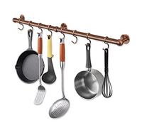 Rothley Support à suspendre pour casseroles et poêles en acier inoxydable de 60 cm - Support mural pour casseroles et poêles - Support mural pour cuisine avec crochets (cuivre antique)