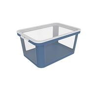 Rotho Albris Boîte de Rangement avec Couvercle 45L | Boîte Moderne pour Organisation | Fermeture Sécurisée | Empilable & Gain de Place | Facile à Entretenir | Transparent/Bleu