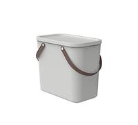 Rotho Albula Boîte de rangement 25 L avec couvercle empilable crème-blanc | Fermeture sûre, couvercle facile à retirer, poignée de transport, 1 boîte, dimensions 40,0 x 23,5 x 34,0 cm, crème-blanc